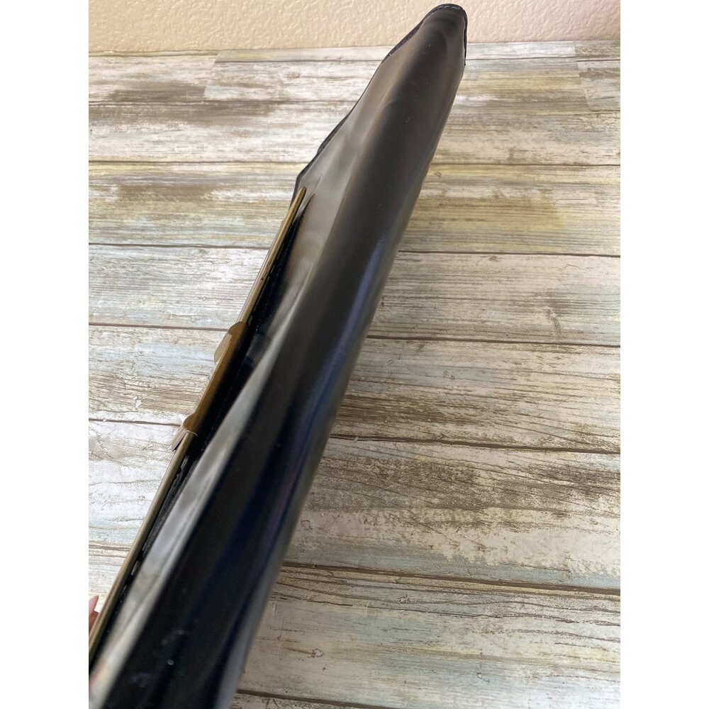 1950s Aetna USA Black Patent Envelope Clutch Purse Royaltone Lined 15" Mid Centu - Picture 15 of 16